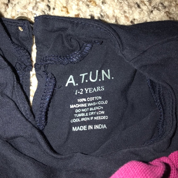 Toddler Navy A Line Dress w/ Dark Pink Bow - Picture 4 of 4